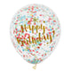 Haza witbaard confetti ballonnen happy birthday, 6st.