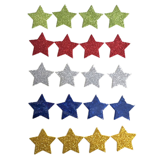 Haza witbaard foamstickers sterren glitter, 54st.