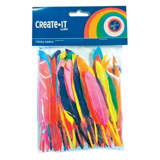 Haza witbaard gekleurde veren, 100st.