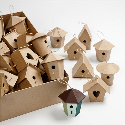 Creativ company vogelhuisjes papier-maché, 60st.