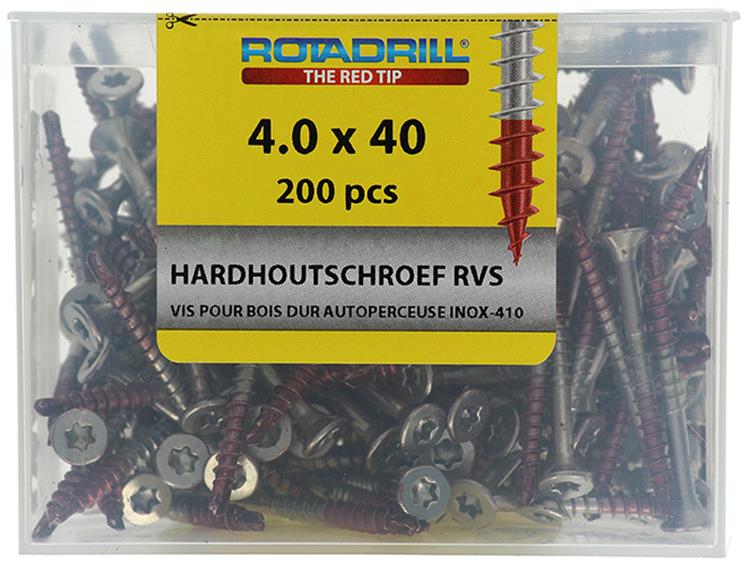 Load image into Gallery viewer, Rotadrill 1040035 - hardhoutschroef zelfb.sppls.rvs t20 4.0x40mm (200) | 4 stuks

