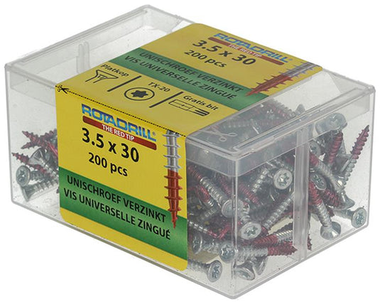 Rotadrill 1039989 - universeelschroef vktx vz 3.5x30mm (200) | 4 stuks