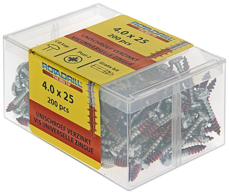 Load image into Gallery viewer, Rotadrill 1040030 - universeelschroef ckpzd vz 4.0x25mm (200) | 4 stuks
