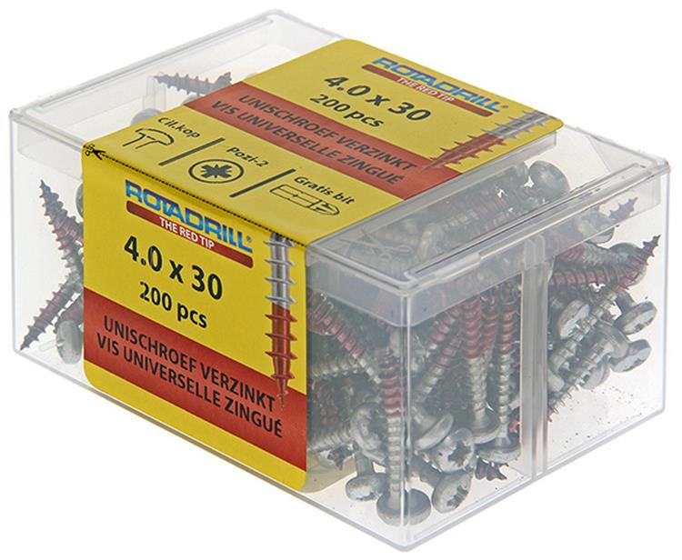 Load image into Gallery viewer, Rotadrill 1040031 - universeelschroef ckpzd vz 4.0x30mm (200) | 4 stuks

