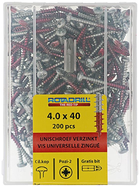Load image into Gallery viewer, Rotadrill 1040032 - universeelschroef ckpzd vz 4.0x40mm (200) | 4 stuks
