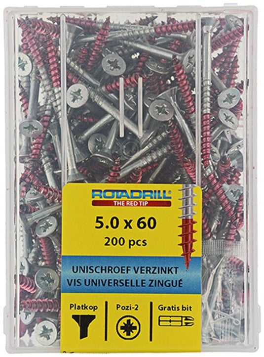 Rotadrill 1039981 - universeelschroef vkpzd vz 5.0x60mm (200) | 4 stuks