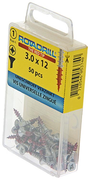 Rotadrill 1039768 - universeelschroef vk pzd vz 3.0x12mm (50) | 6 stuks