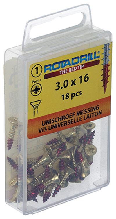 Load image into Gallery viewer, Rotadrill 1039886 - universeelschroef messing vk pzd 3,0x16mm (18) | 6 stuks
