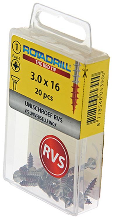 Load image into Gallery viewer, Rotadrill 1039848 - universeelschroef vk pzd rvs-a2 3.0x16mm (20) | 6 stuks
