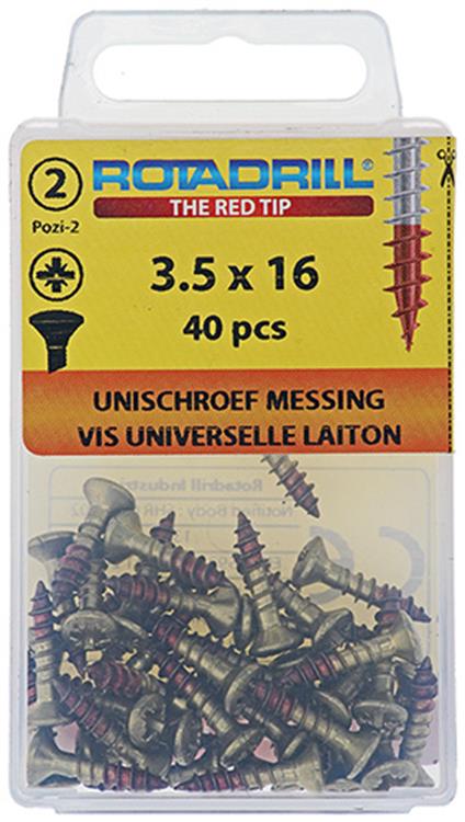 Rotadrill 1039880 - universeelschroef messing lk pzd 3,5x16mm (40) | 6 stuks