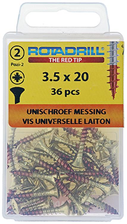 Load image into Gallery viewer, Rotadrill 1039881 - universeelschroef messing lk pzd 3,5x20mm (36) | 6 stuks
