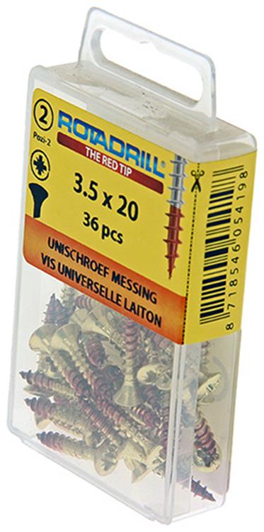 Load image into Gallery viewer, Rotadrill 1039881 - universeelschroef messing lk pzd 3,5x20mm (36) | 6 stuks
