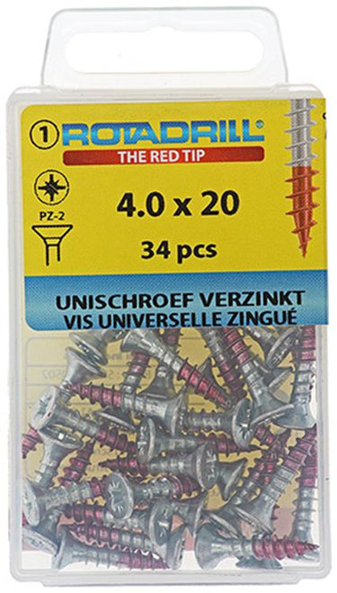Rotadrill 1039775 - universeelschroef vk pzd vz 4.0x20mm (34) | 6 stuks