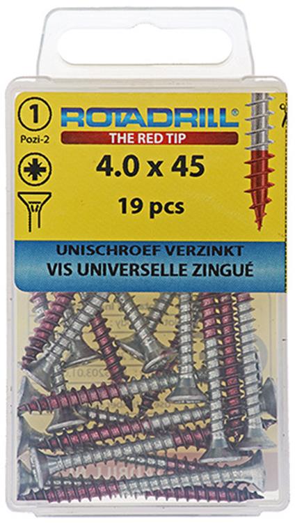 Rotadrill 1039780 - universeelschroef vk pzd vz 4.0x45mm (19) | 6 stuks
