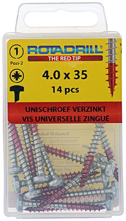 Load image into Gallery viewer, Rotadrill 1039845 - universeelschroef ck pzd vz 4.0x35mm (14) | 6 stuks
