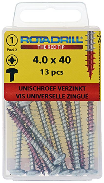 Rotadrill 1039846 - universeelschroef ck pzd vz 4.0x40mm (13) | 6 stuks