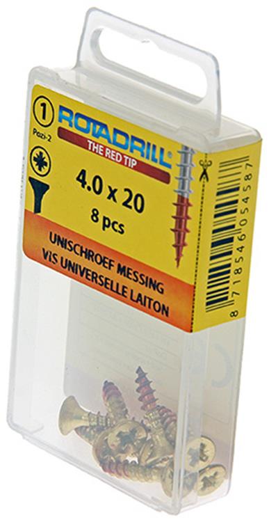 Rotadrill 1039888 - universeelschroef messing vk pzd 4,0x20mm (8) | 6 stuks