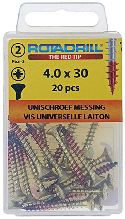 Rotadrill 1039884 - universeelschroef messing lk pzd 4,0x30mm (20) | 6 stuks