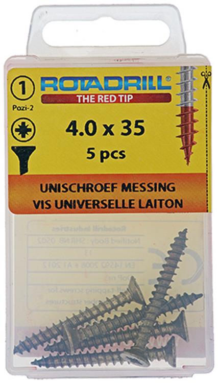 Load image into Gallery viewer, Rotadrill 1039891 - universeelschroef messing vk pzd 4,0x35mm (5) | 6 stuks
