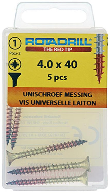 Rotadrill 1039892 - universeelschroef messing vk pzd 4,0x40mm (5) | 6 stuks