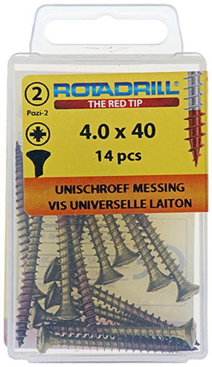 Load image into Gallery viewer, Rotadrill 1039885 - universeelschroef messing lk pzd 4,0x40mm (14) | 6 stuks
