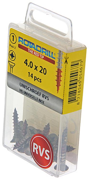 Load image into Gallery viewer, Rotadrill 1039857 - universeelschroef vk pzd rvs-a2 4.0x20mm (14) | 6 stuks
