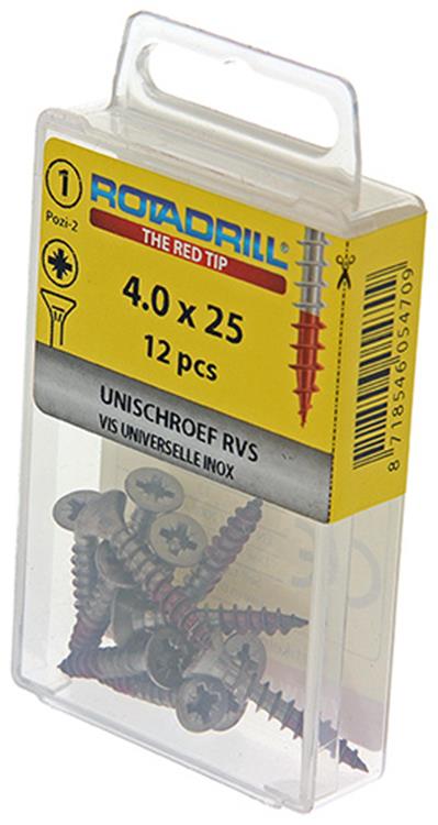 Load image into Gallery viewer, Rotadrill 1039858 - universeelschroef vk pzd rvs-a2 4.0x25mm (12) | 6 stuks
