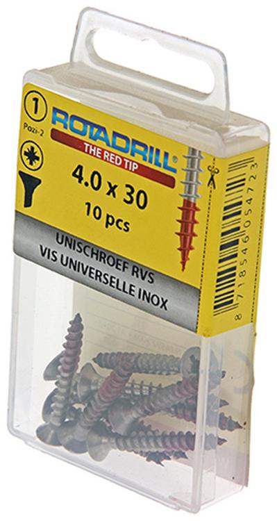 Rotadrill 1039859 - universeelschroef vk pzd rvs-a2 4.0x30mm (10) | 6 stuks