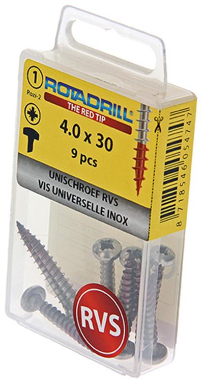 Load image into Gallery viewer, Rotadrill 1039893 - universeelschroef ck pzd rvs 4.0x30mm (9) | 6 stuks
