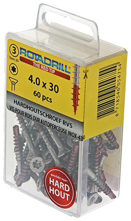 Load image into Gallery viewer, Rotadrill 1039898 - hardhoutschroef zelfb.sppls.rvs t20 4.0x30mm (60) | 6 stuks
