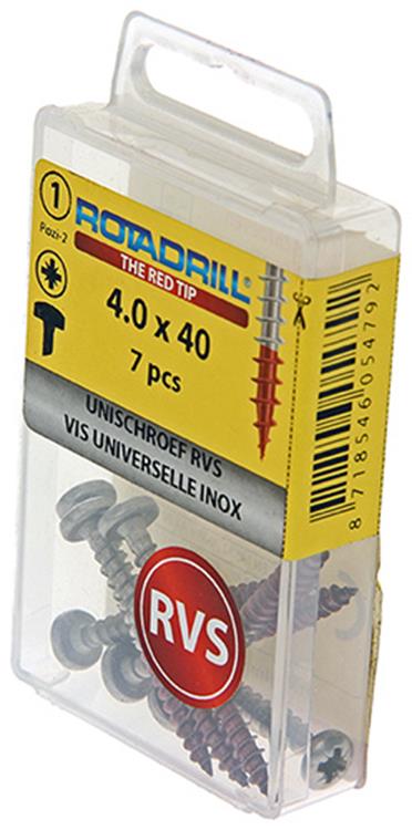 Load image into Gallery viewer, Rotadrill 1039894 - universeelschroef ck pzd rvs 4.0x40mm (7) | 6 stuks
