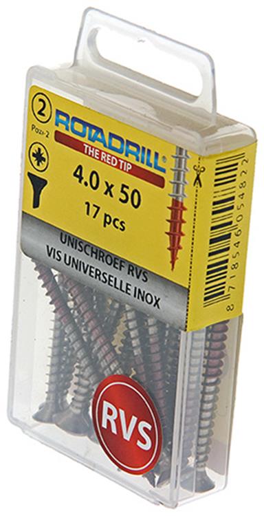 Rotadrill 1039867 - universeelschroef vk pzd rvs 4.0x50mm (17) | 6 stuks