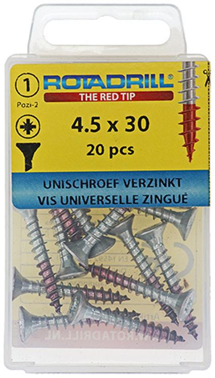 Rotadrill 1039781 - universeelschroef vk pzd vz 4.5x30mm (20) | 6 stuks