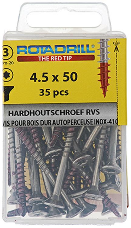 Rotadrill 1039902 - hardhoutschroefzelfb.sppls.rvs t25 4.5x50mm (35) | 6 stuks