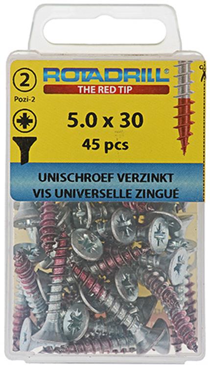 Rotadrill 1039807 - universeelschroef vk pzd vz 5.0x30mm (45) | 6 stuks