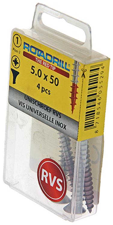 Load image into Gallery viewer, Rotadrill 1039861 - universeelschroef vk pzd rvs-a2 5.0x50mm (4) | 6 stuks
