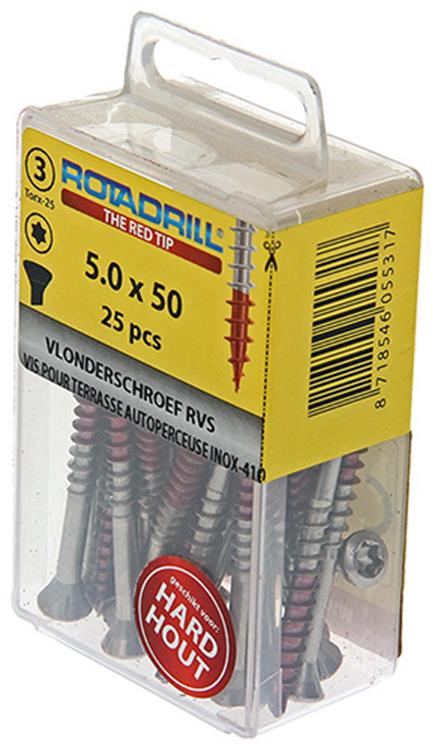 Load image into Gallery viewer, Rotadrill 1039907 - terrasschroef zelfb.sppls.rvs t25 5.0x50mm (25) | 6 stuks
