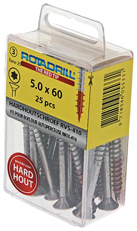 Load image into Gallery viewer, Rotadrill 1039905 - hardhoutschroefzelfb.sppls.rvs t25 5.0x60mm (25) | 6 stuks
