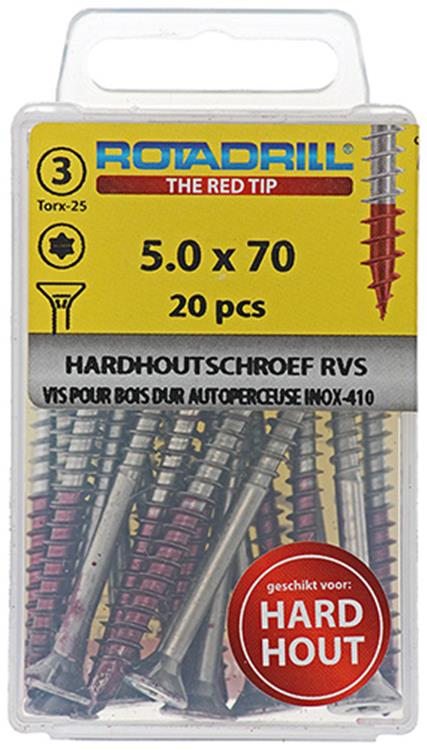 Load image into Gallery viewer, Rotadrill 1039906 - hardhoutschroef zelfb.sppls.rvs t25 5.0x70mm (20) | 6 stuks
