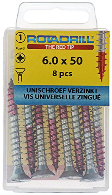 Rotadrill 1039786 - universeelschroef vk pzd vz 6.0x50mm (8) | 6 stuks