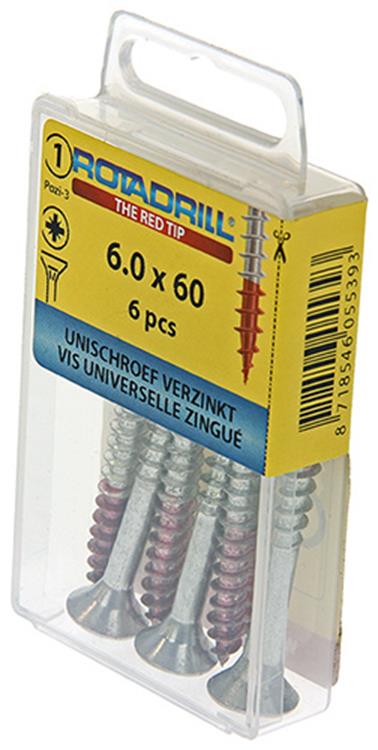Rotadrill 1039787 - universeelschroef vk pzd vz 6.0x60mm (6) | 6 stuks