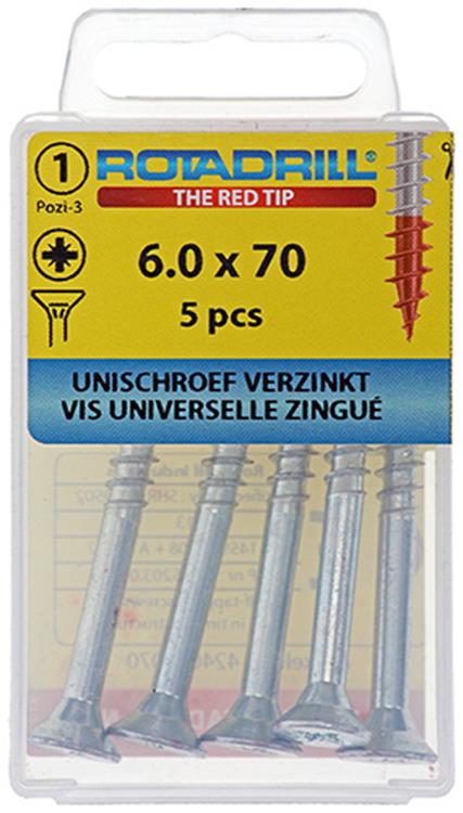 Load image into Gallery viewer, Rotadrill 1039788 - universeelschroef vk pzd vz 6.0x70mm (5) | 6 stuks
