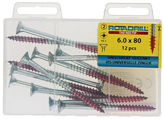 Rotadrill 1039823 - universeelschroef vk pzd vz 6.0x80mm (12) | 6 stuks