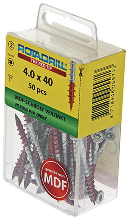 Rotadrill 1039912 - mdf-schroef 75°-vk tx vz 4.0x40mm (50) | 6 stuks