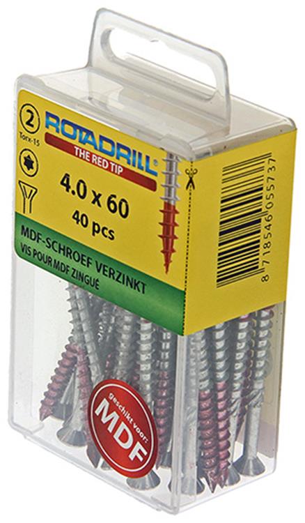 Load image into Gallery viewer, Rotadrill 1039914 - mdf-schroef 75°-vk tx vz 4.0x60mm (40) | 6 stuks
