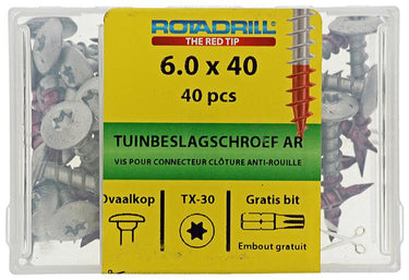 Rotadrill 1040019 - tuinbeslagschroef ar-coating tx 6.0x40mm (40) | 4 stuks