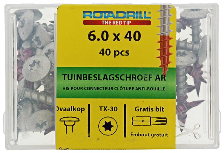 Load image into Gallery viewer, Rotadrill 1040019 - tuinbeslagschroef ar-coating tx 6.0x40mm (40) | 4 stuks

