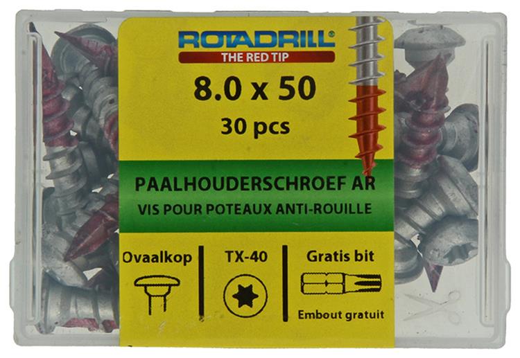 Load image into Gallery viewer, Rotadrill 1040020 - paalhouderschroef ar-coating tx 8.0x50mm (30) | 4 stuks
