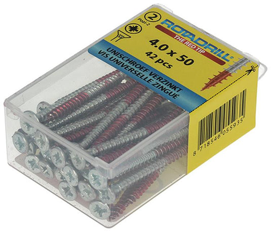 Rotadrill 1039802 - universeelschroef vk pzd vz 4.0x50mm (42) | 6 stuks