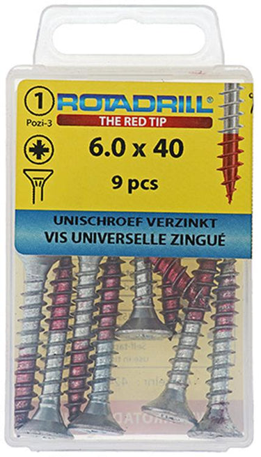 Rotadrill 1039785 - universeelschroef vk pzd vz 6.0x40mm (9) | 6 stuks